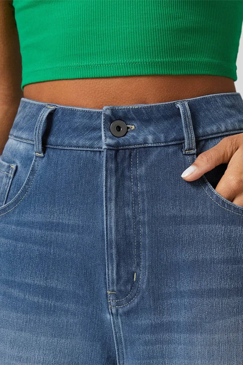 Cwjp0586_High Waist Straight Leg Wide Leg Jeans