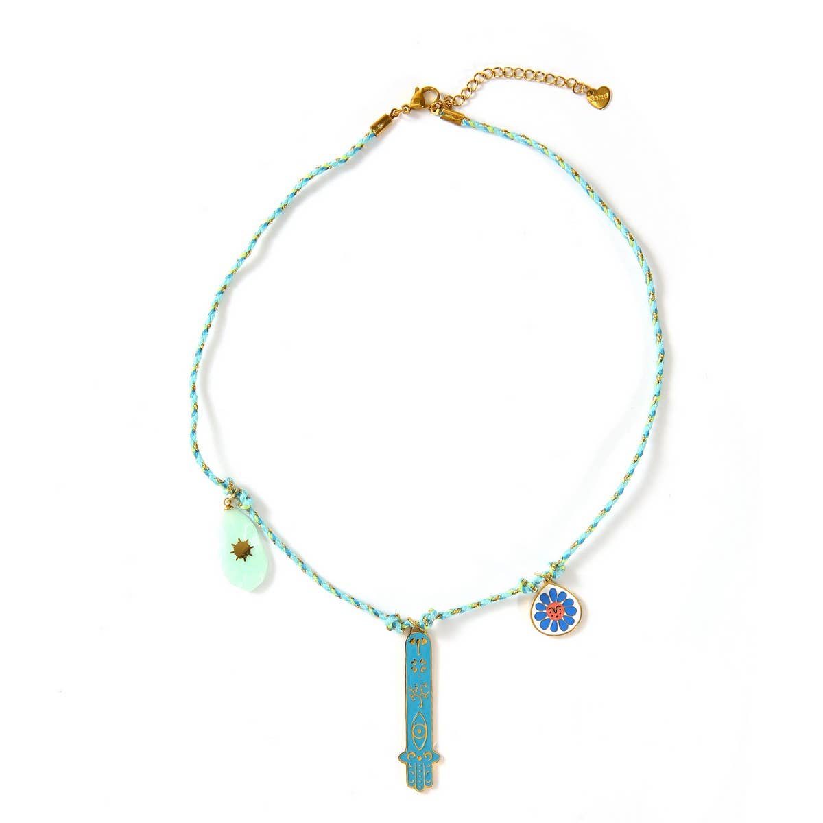 KNOTTED COTTON ROPE NECKLACE WITH FATIMA PENDANT_CWMM8855