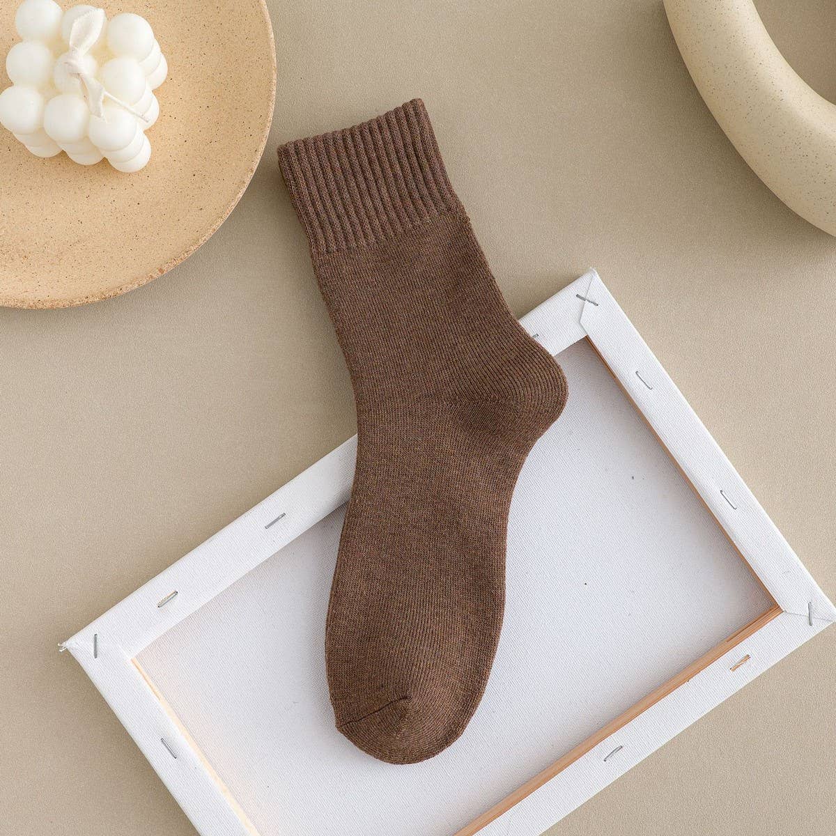 Winter Plus Velvet Thick Warm Terry Mid-Tube Socks_Cwms1391