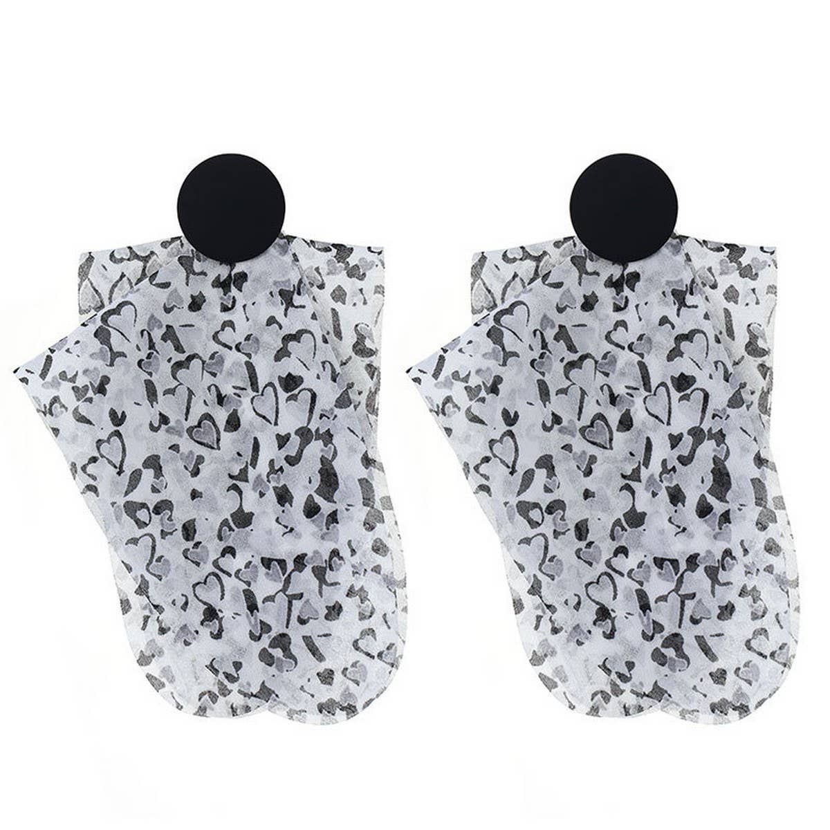 LONG DYED FABRIC HEART EARRINGS HANDMADE STYLE_CWMM6260