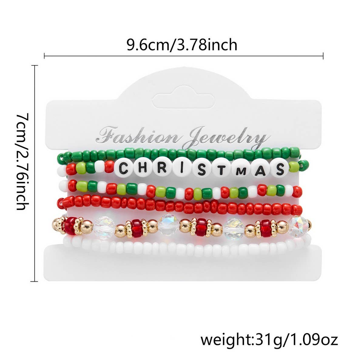 Cwaje2519_Christmas Combination Beaded Bracelet