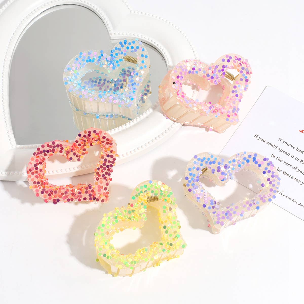 HEART STAR GLITTER HAIR CLAW SWEET BACK BUN CLIP_CWAHA2315