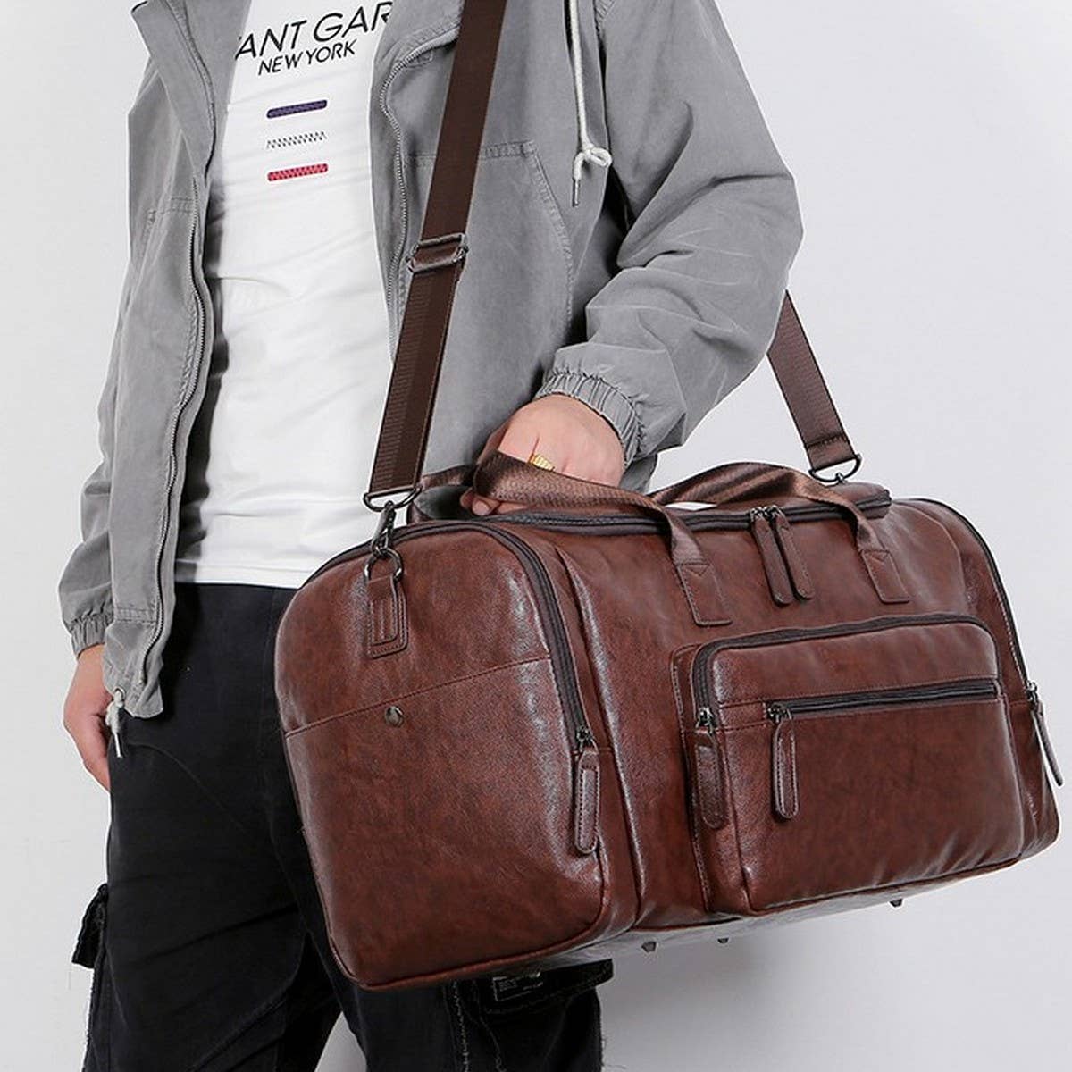 MENS PU LEATHER TRAVEL BAG EXTRA LARGE SIZE_CWAB5177