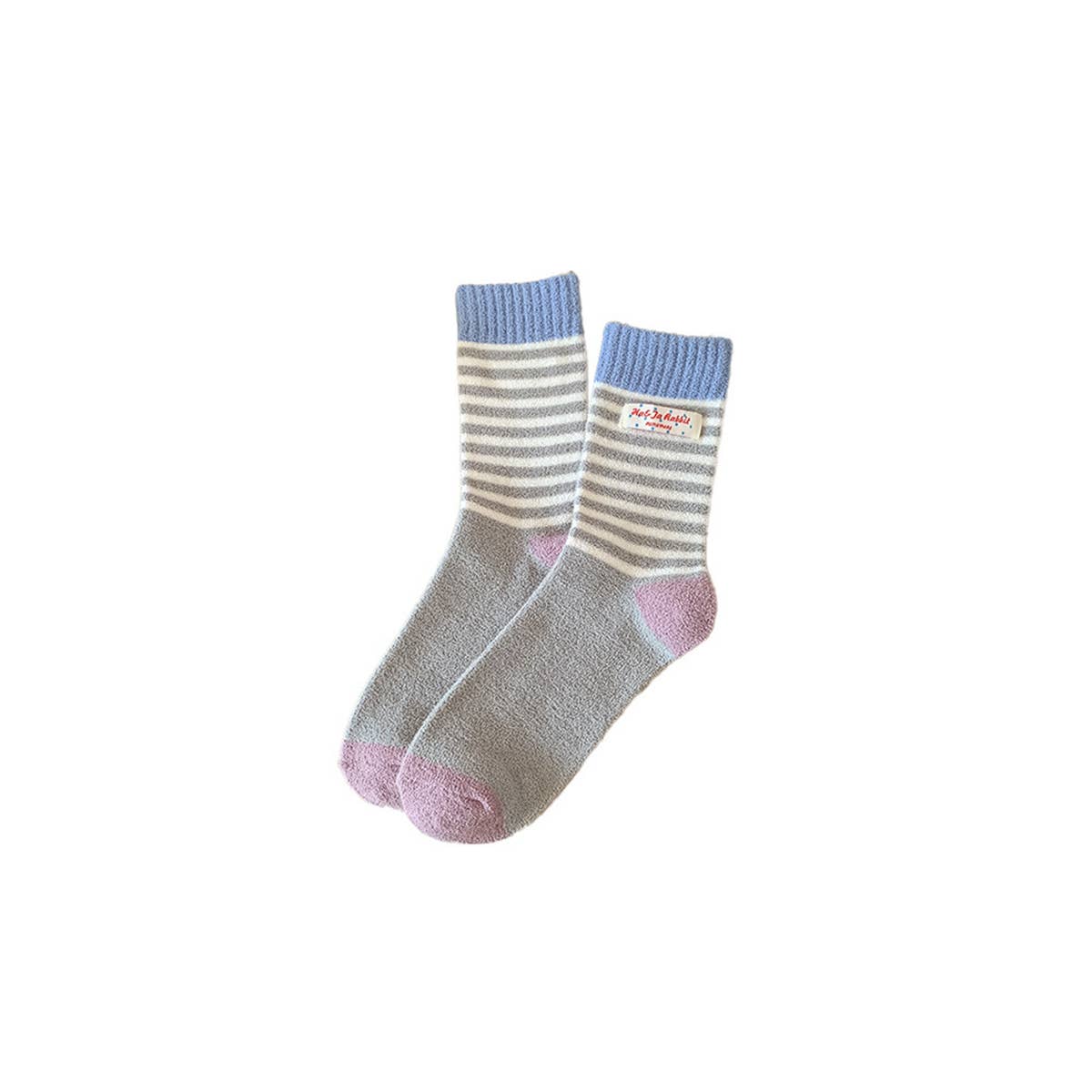 Thick Fleece Striped Crew Slouchy Socks_Cwms03221