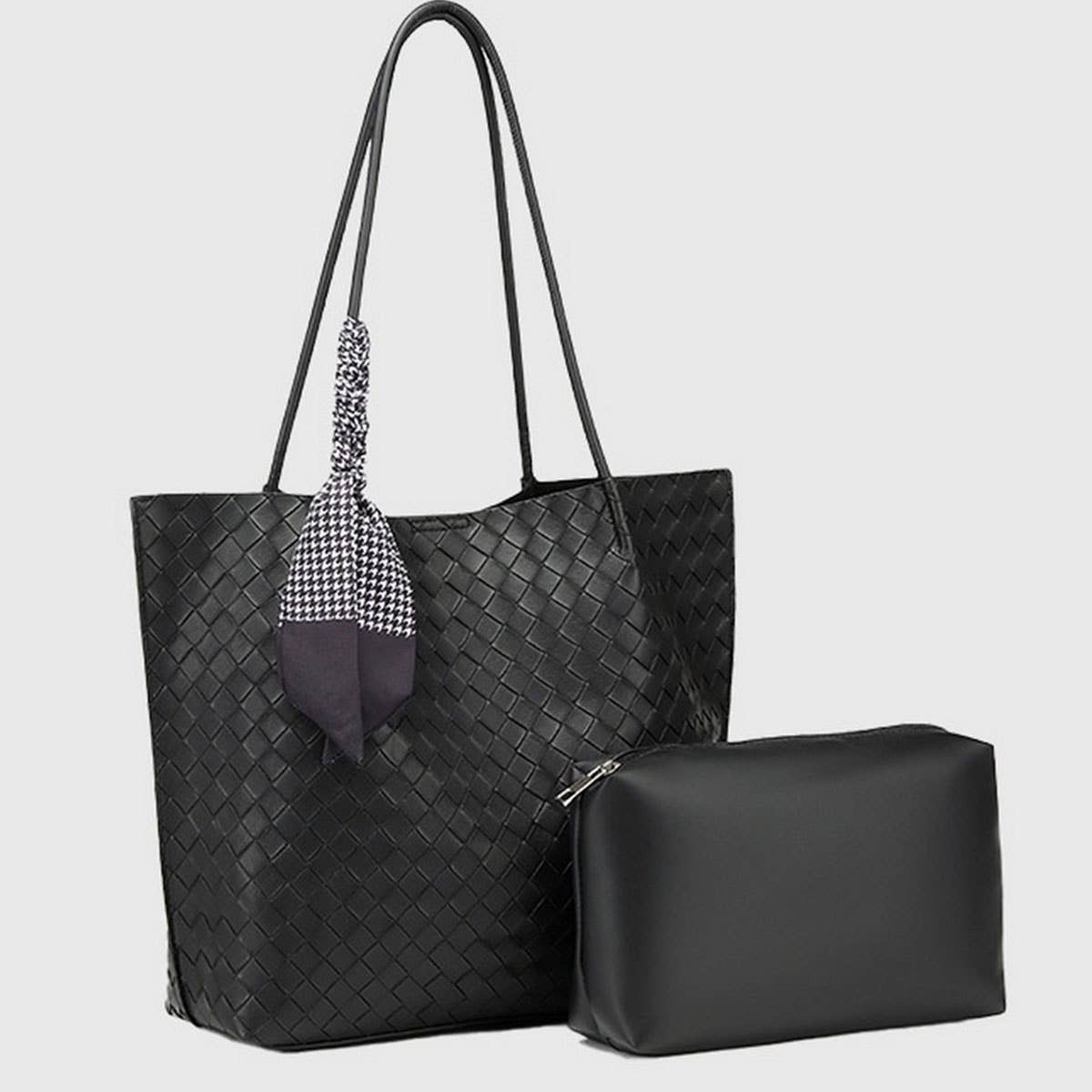 LARGE WOVEN TEXTURE TOTE BAG STYLISH ELEGANT＿cWAB5117