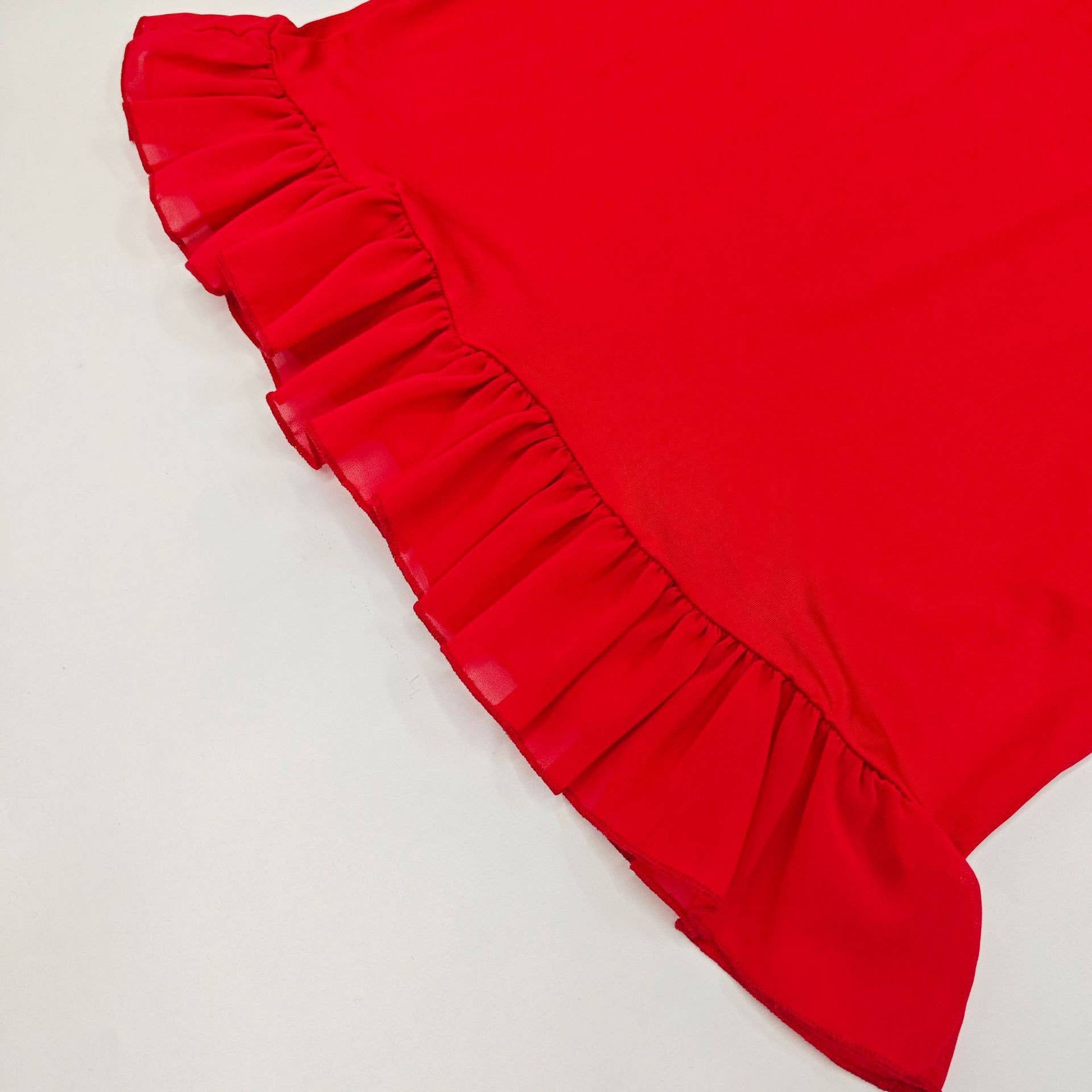 Solid Color Wooden Ear Edge Dress Buttock