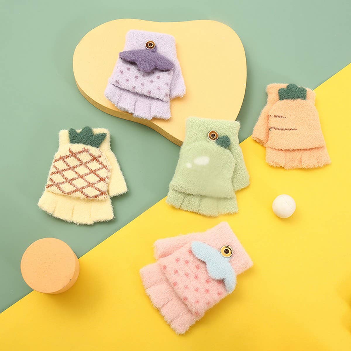 BABY HALF FINGER FLIP WRITING WARM GLOVES_CWAG0158