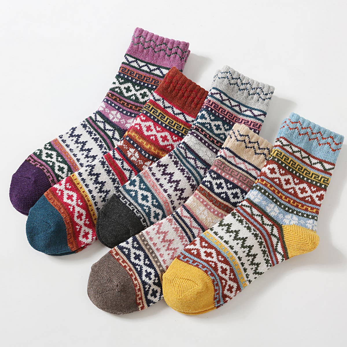 5 PAIRS OF COLOR MATCHING MID LENGTH COTTON SOCKS_CWMS0681