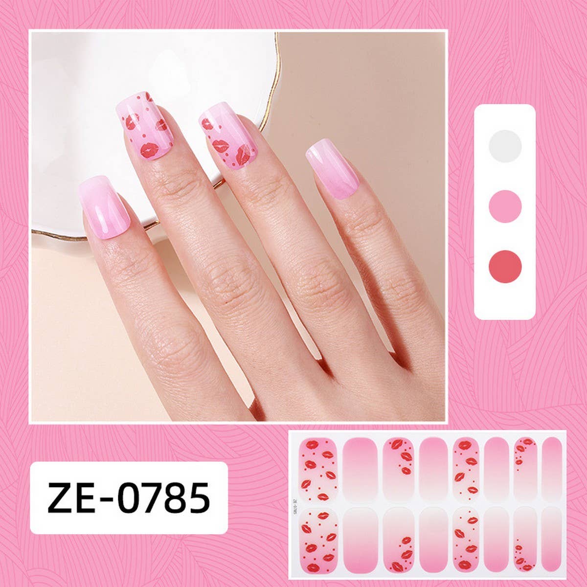 Valentine Pink Heart Lip Nail Stickers_Cwmm11217