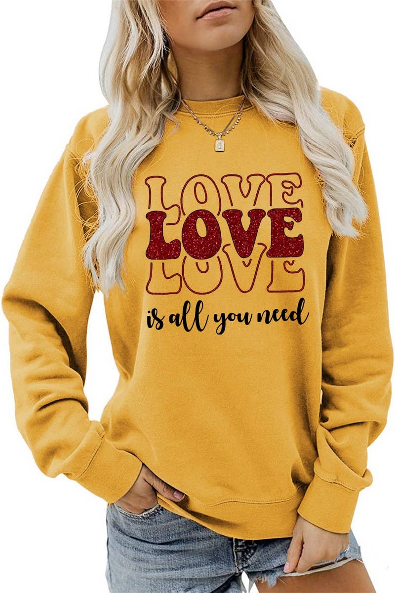Valentine Day Love Print Pullover_Cwtstl0996