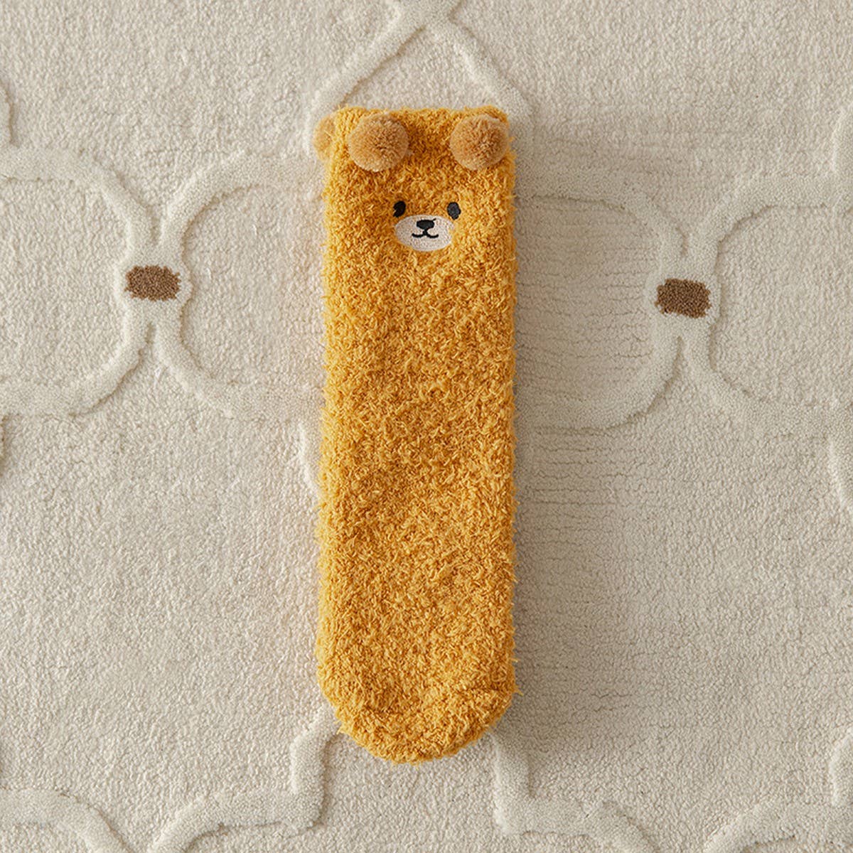 EMBROIDERED CARTOON BEAR LINT FREE SOCKS_CWMS0800