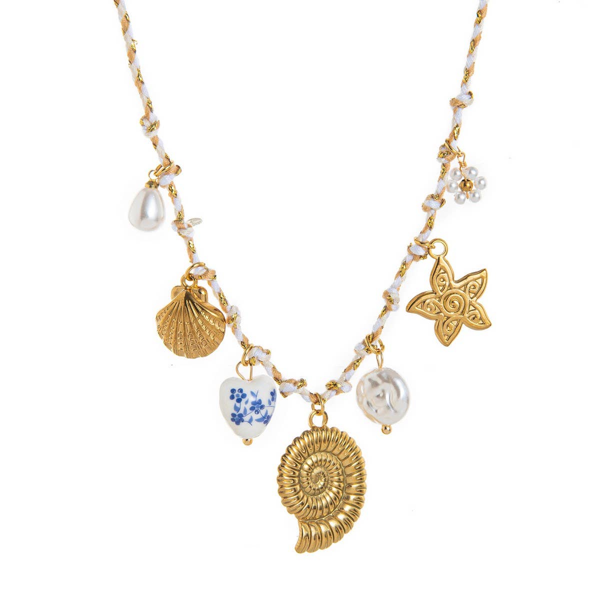 Unique Rope Chain Necklace Lotus Feather Elephant_Cwaje05663