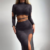 4PCS SET BIKINI LONG SLEEVE COVER UP SWIMWEAR_CWMW0916