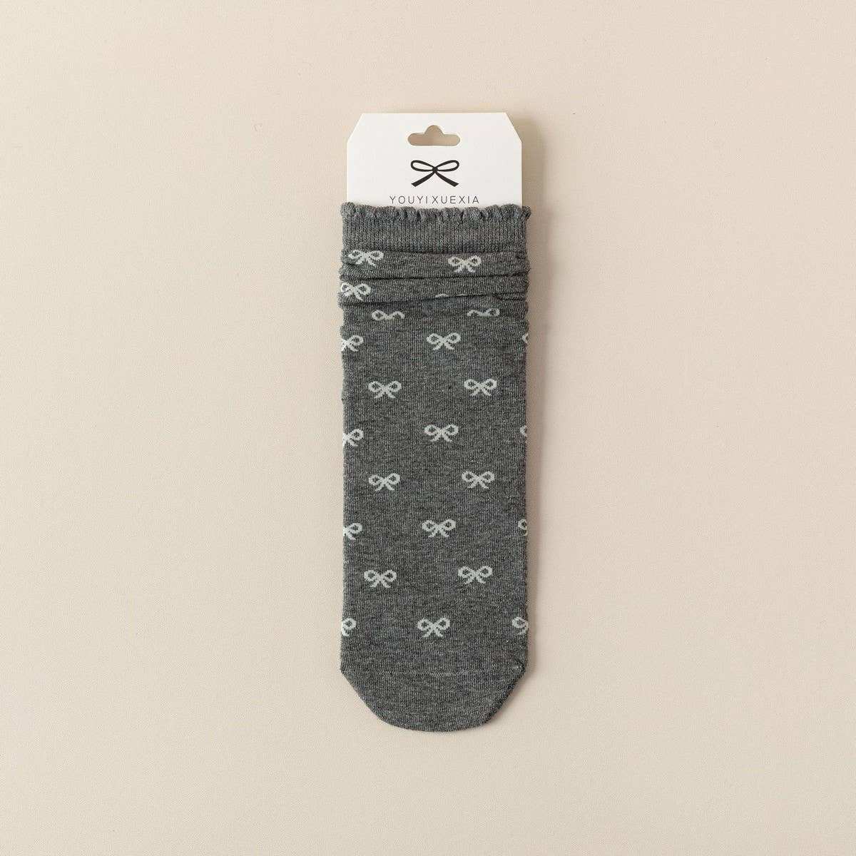 Versatile Wood Ear Lace Bowknot Mid-Calf Socks_Cwms1363