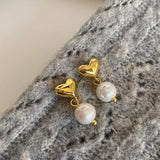 Valentines Day New Design Heart Pearl Earrings