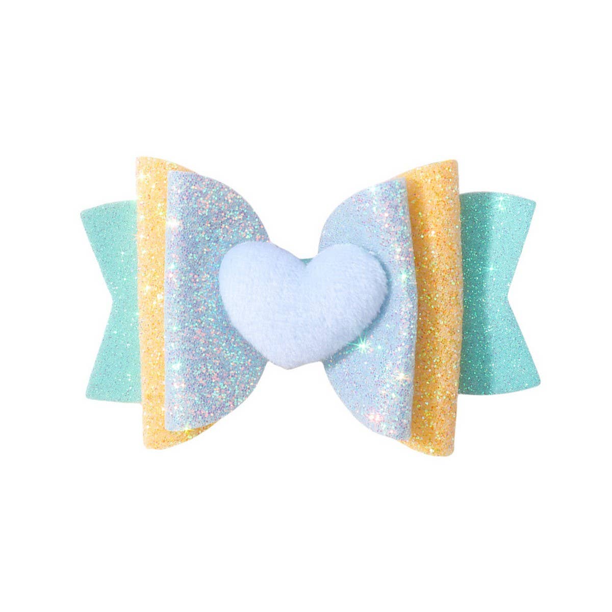GLITTER HEART BOW HAIR CLIP FOR GIRLS_CWAHA6691
