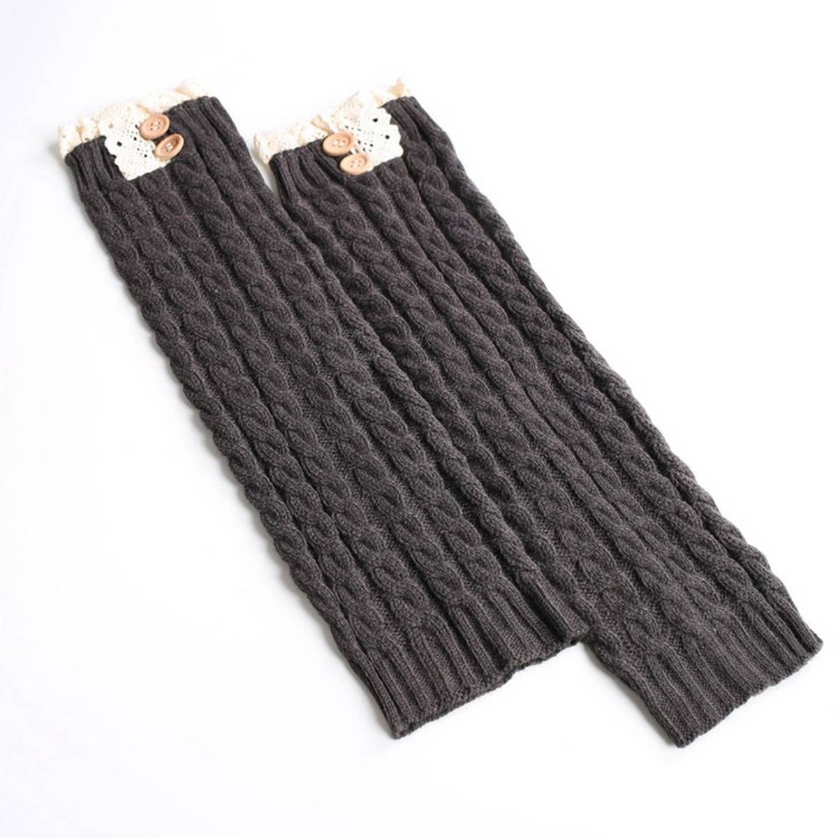 Warm Boot Covers Winter Lace Twist Button Socks_Cwms0758