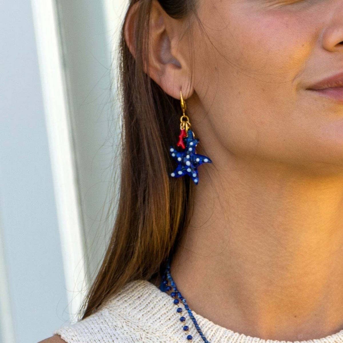 OCEAN SERIES STARFISH FISH SEAHORSE CORAL EARRINGS_CWAJE4996