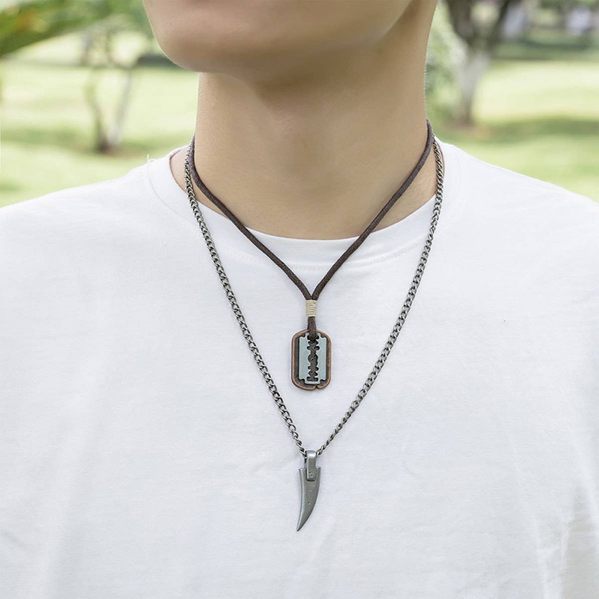 DESIGN DOUBLE LAYER VINTAGE WAX WIRE NECKLACE_CWMM4601