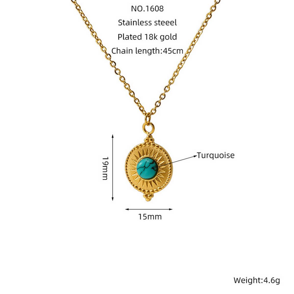 Vintage Turquoise Necklace Titanium Steel Clavicle Chain