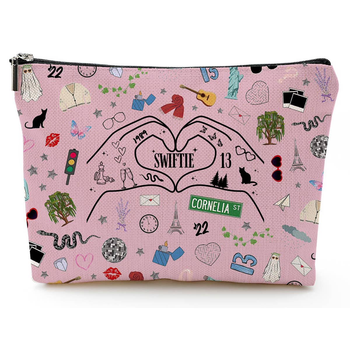 PINK LETTER DOUBLE SIDED PRINTED COSMETIC BAG_CWAB2247