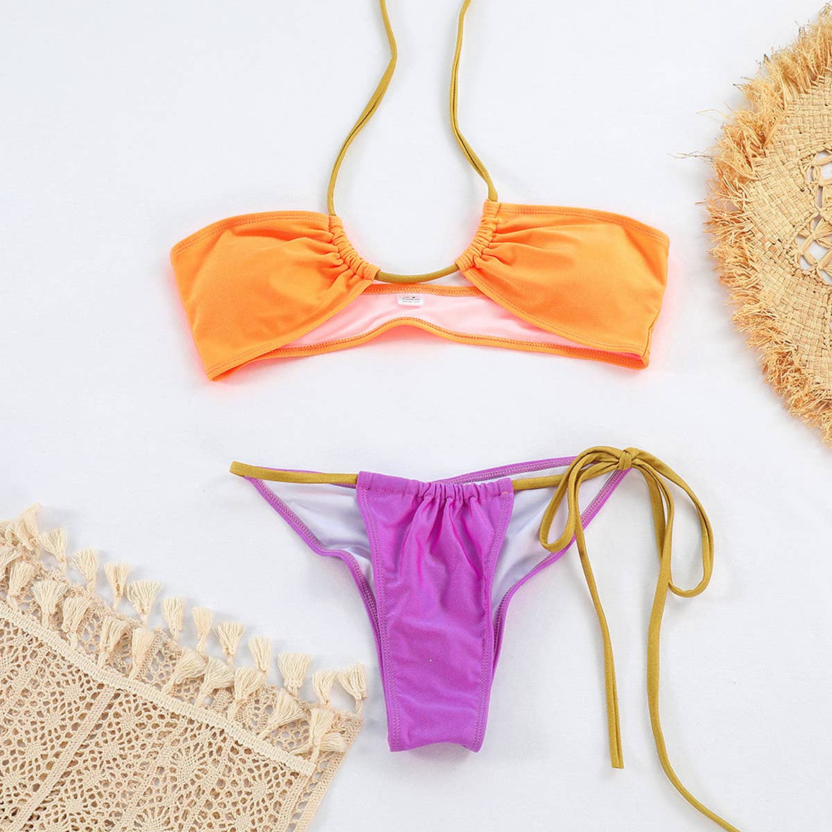 SEXY FLUORESCENT BIKINI NYLON TIE FRONT SWIMWEAR_CWMW0252