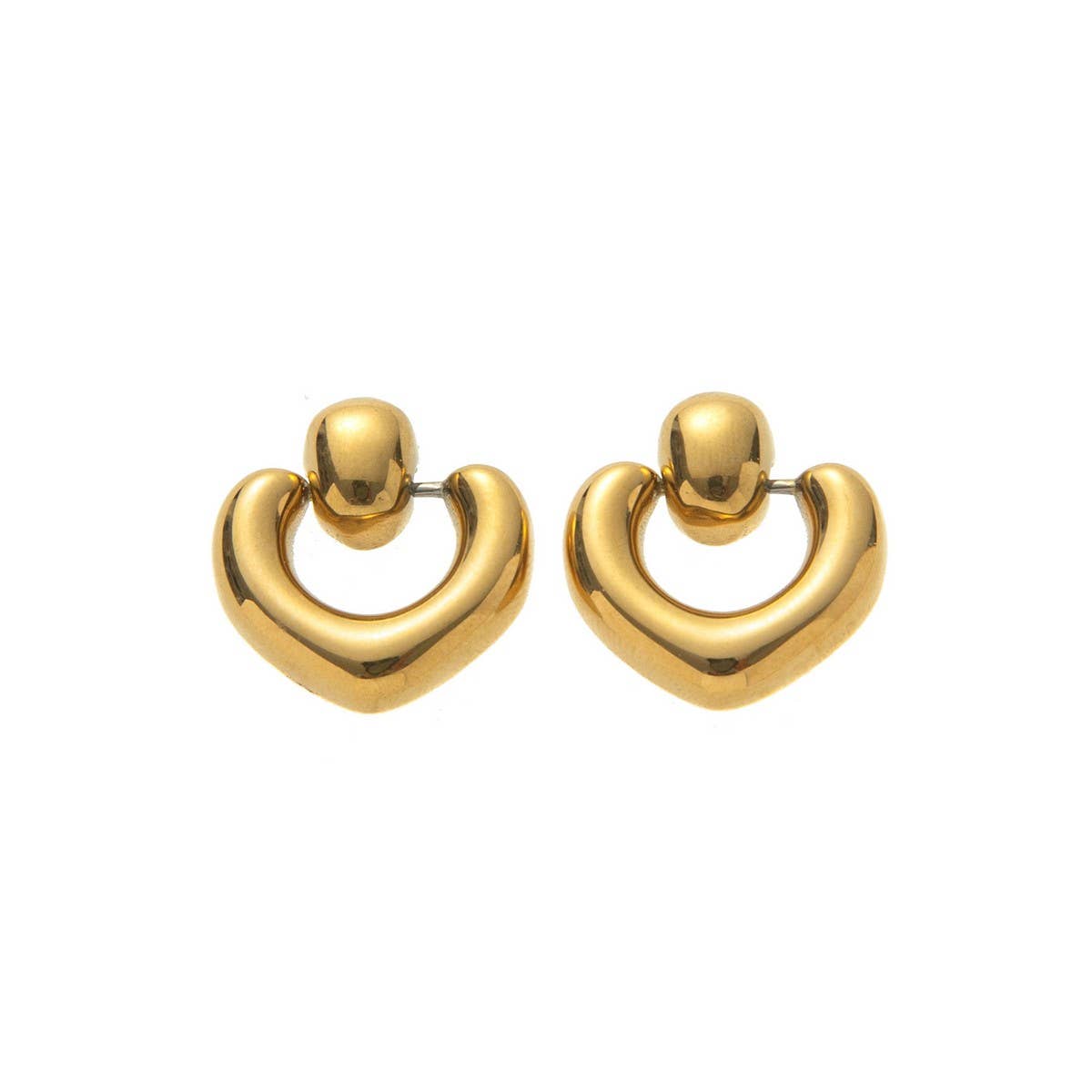 Trendy Irregular Heart Pearl Earrings 18K Gold