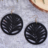 RETRO PERSONALIZED WOOD CHIP ROUND EARRINGS_CWAJE1573