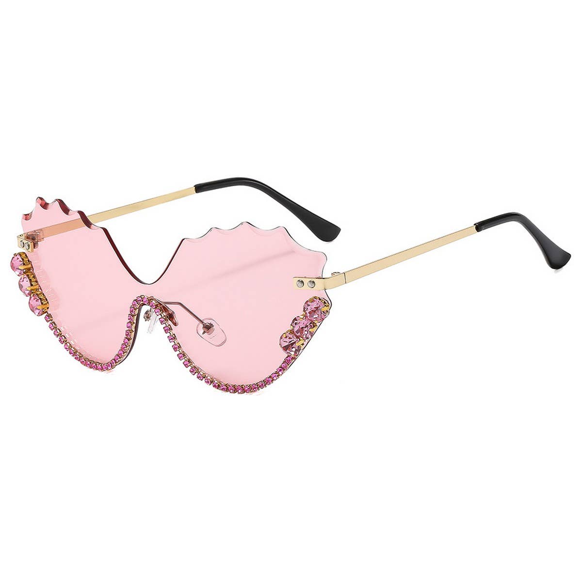 HALF FRAME WING CUTOUT RHINESTONE SUNGLASSES_CWASG1191