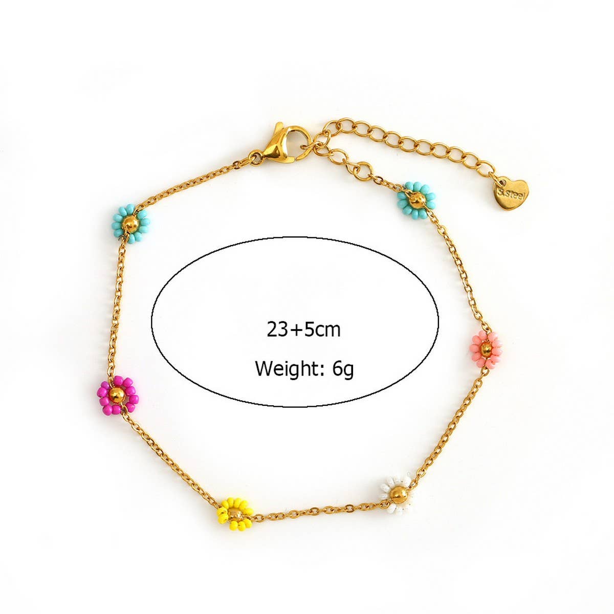 COLORFUL STAINLESS STEEL FLOWER ANKLET_CWAJE4610