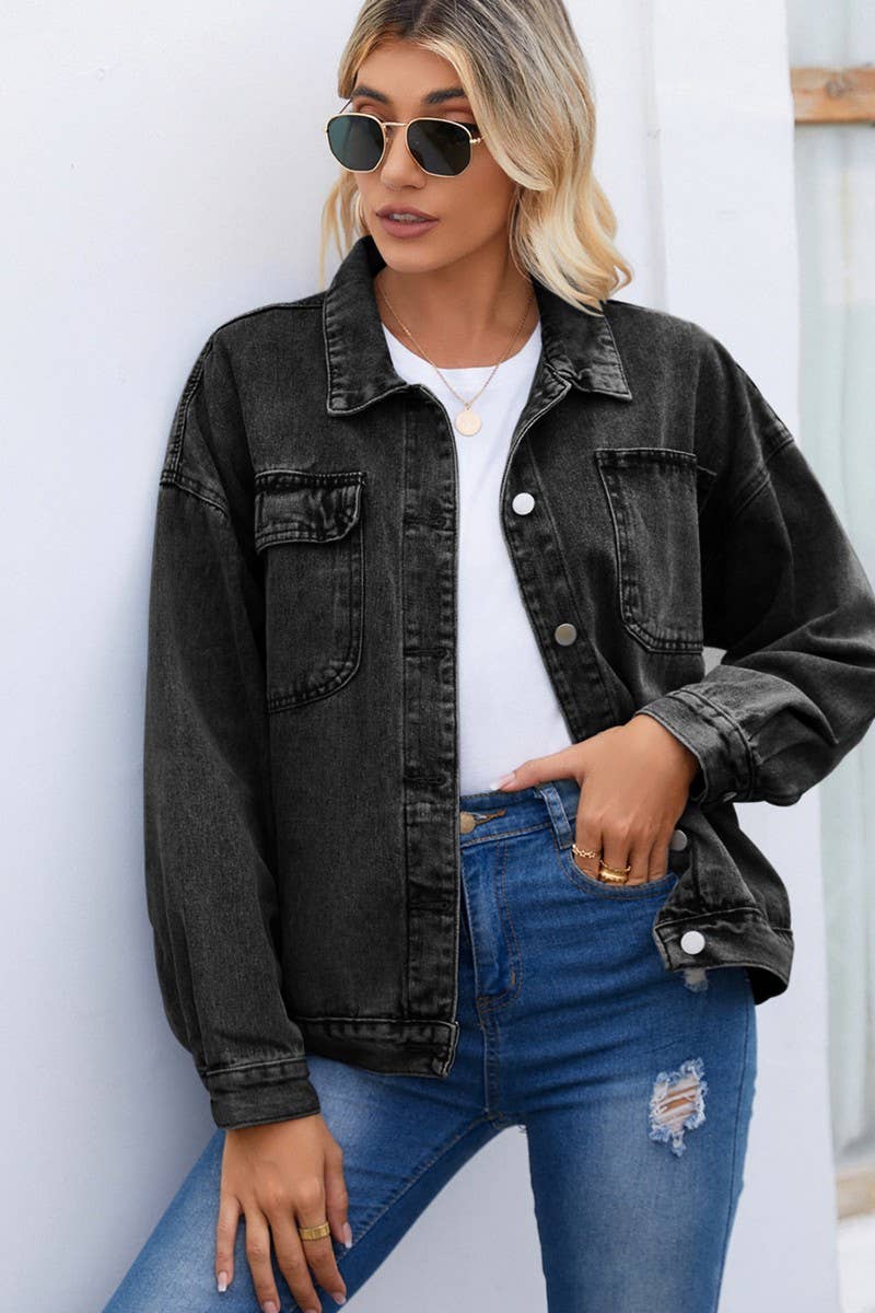 Vintage Wash Denim Long Sleeved Jacket_Cwjj0094