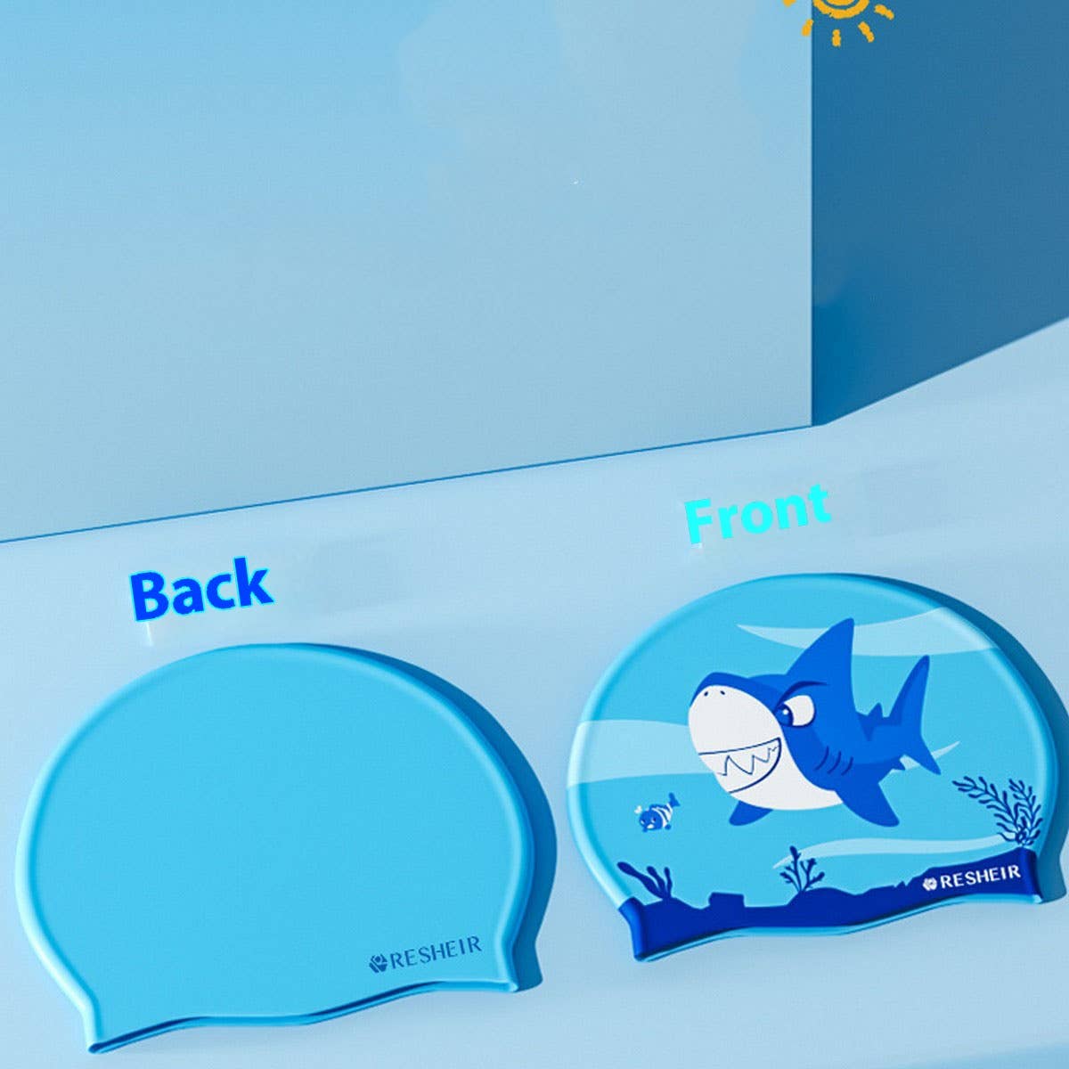 KIDS WATERPROOF SILICONE SWIM CAP CUTE COMFY_CWMM6788