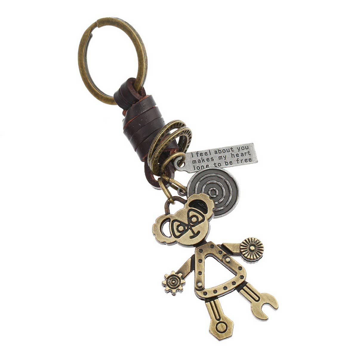 PUNK HAND WOVEN RETRO ALLOY COWHIDE KEYCHAIN_CWMM4784