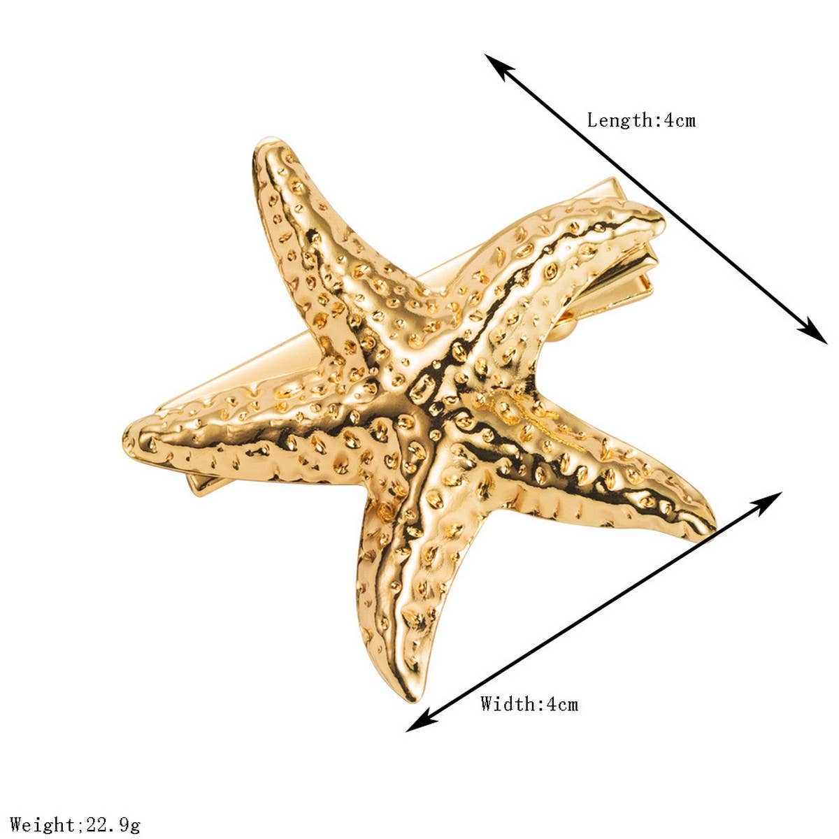 5PCS METAL STARFISH HAIR CLIPS BOLD BEACH STYLE_CWAHA6218