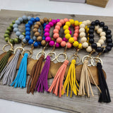 MULTI COLORED WOODEN BEAD BRACELET KEYCHAIN_CWAJE1069