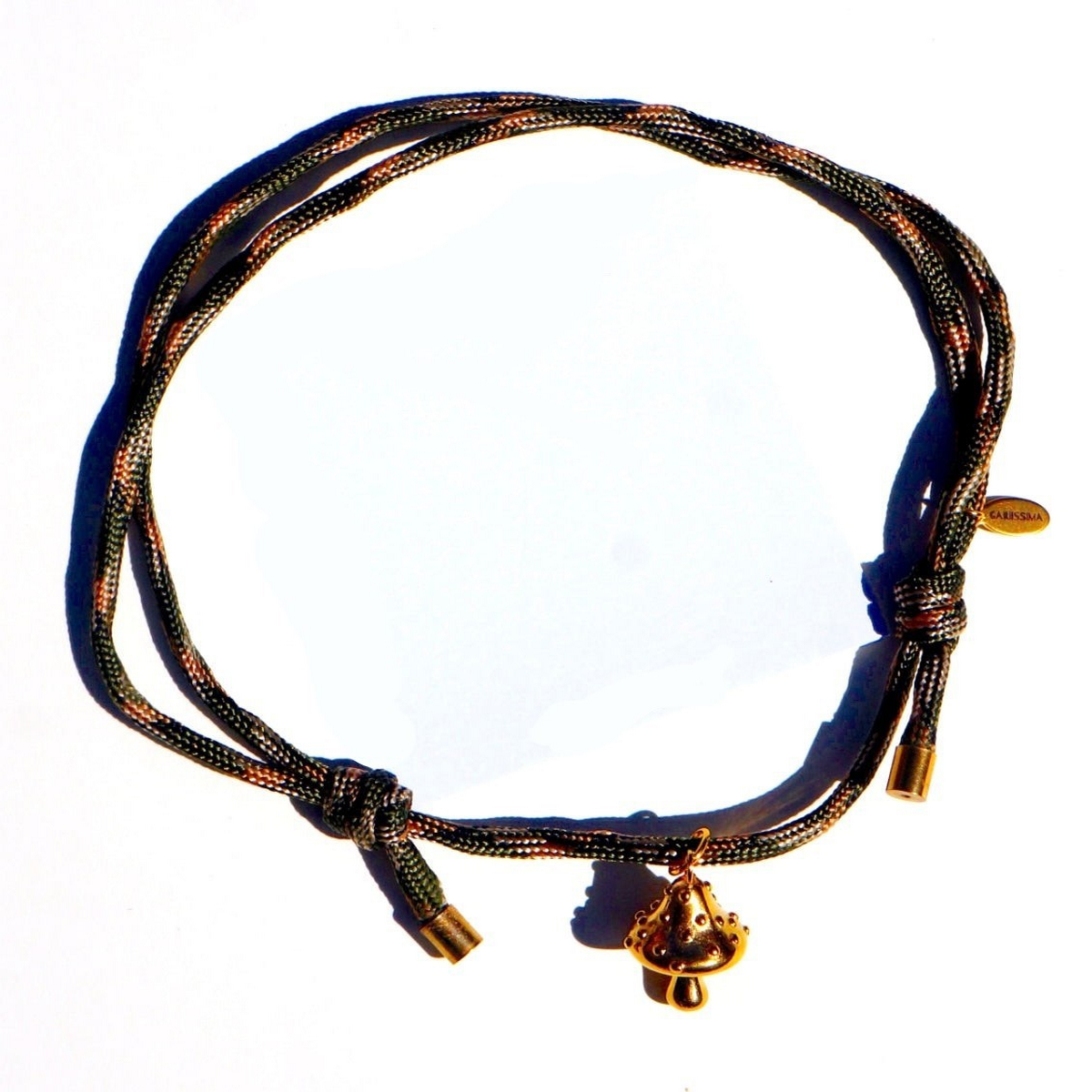 18K GOLD MUSHROOM NECKLACE ZIRCON INLAID CHARM_CWAJE4972