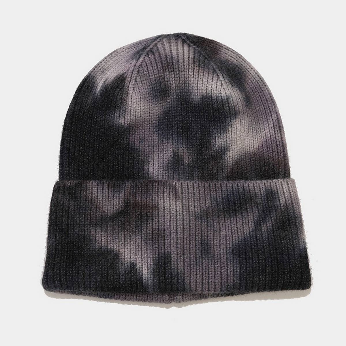 OUTDOOR WARM CURLED EDGE TIE DYE KNITTED HAT_CWAH1593