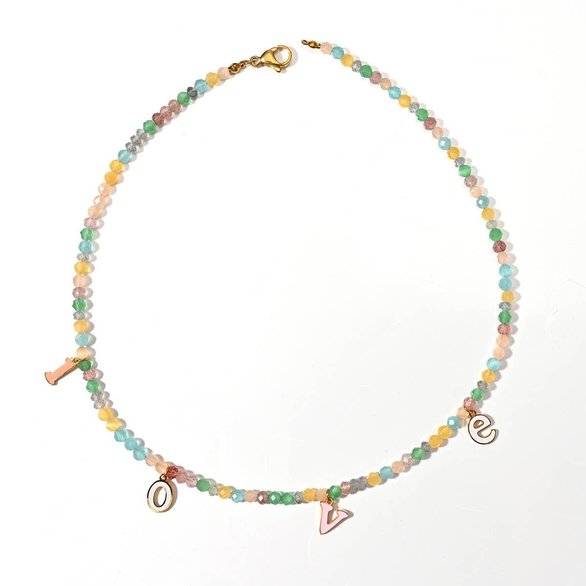 ELEGANT HANDMADE STONE NECKLACE WITH STEEL PENDANT_CWMM8818