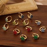 STAINLESS STEEL FLOWER EARRINGS WITH ZIRCON_CWMM3609