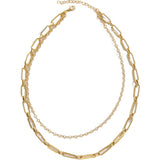 STACKING NECKLACES PAPERCLIP CLASP DOUBLE NECKLACE_CWMM3689