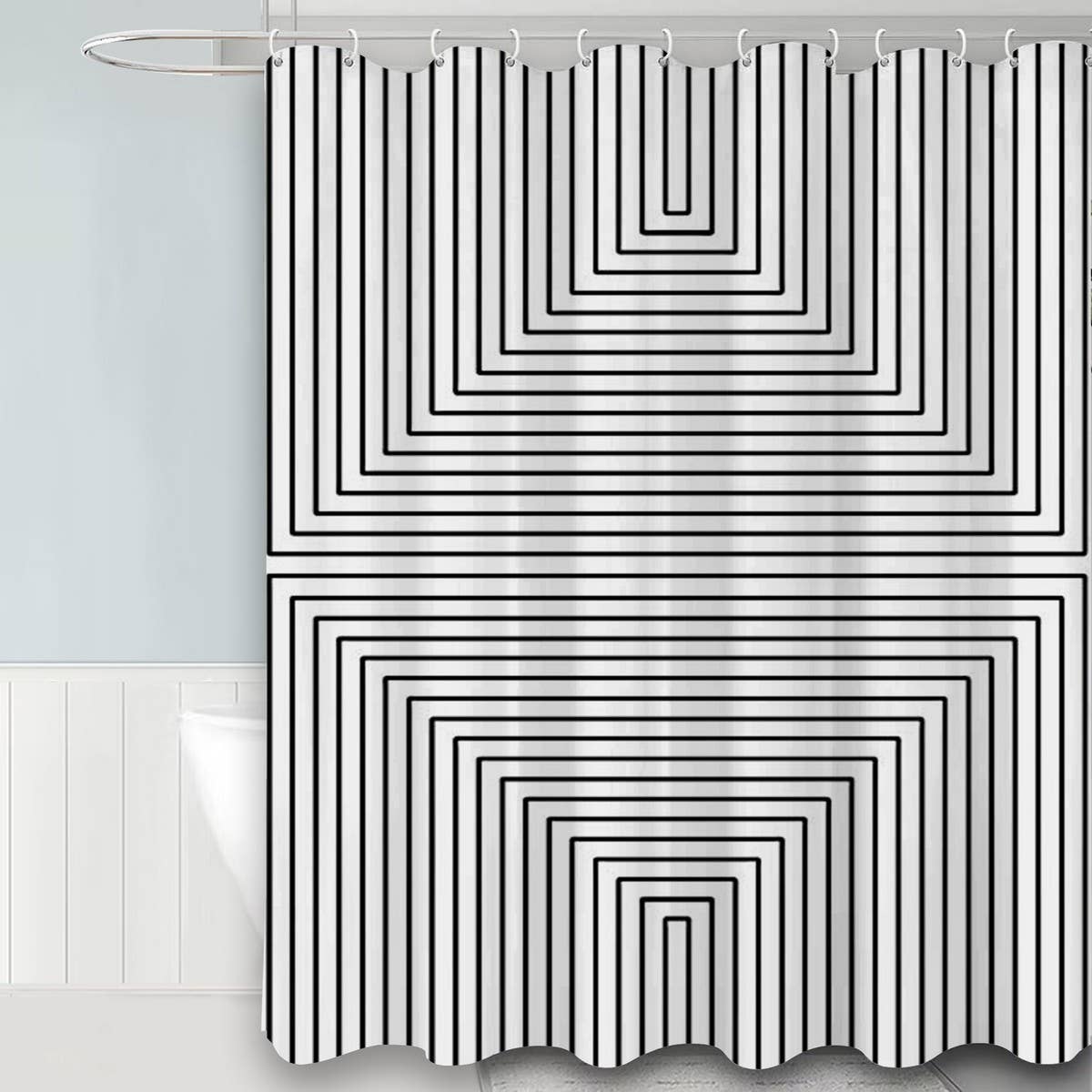 SIMPLE GEOMETRIC WATERPROOF SHOWER CURTAIN_CWMM1796