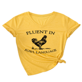 Wome Casual Tee With Chicken Joke Print_Cwtts1479