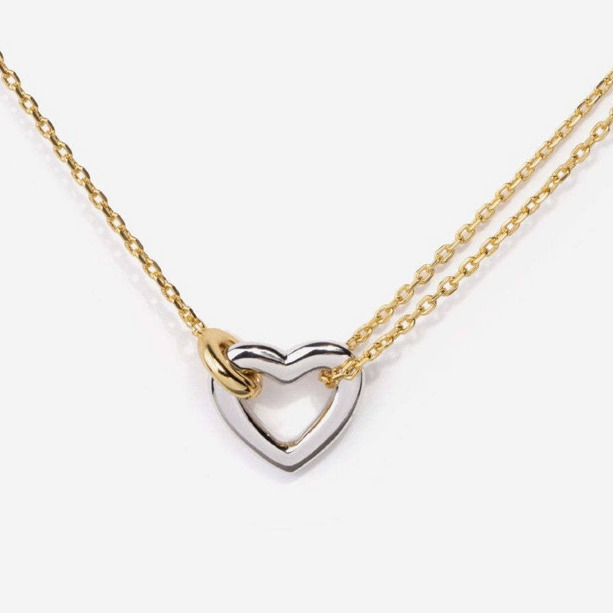 STAINLESS STEEL HEART ASYMMETRIC NECKLACE_CWMM5550