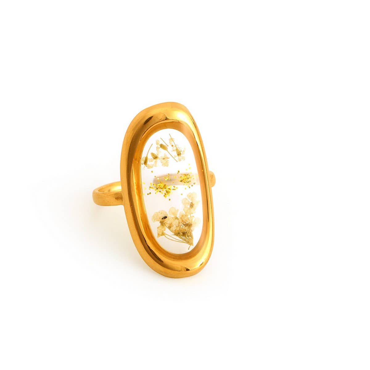 ADJUSTABLE OPEN RING WITH DRIED FLOWERS MULTI COLOR_CWMM8929