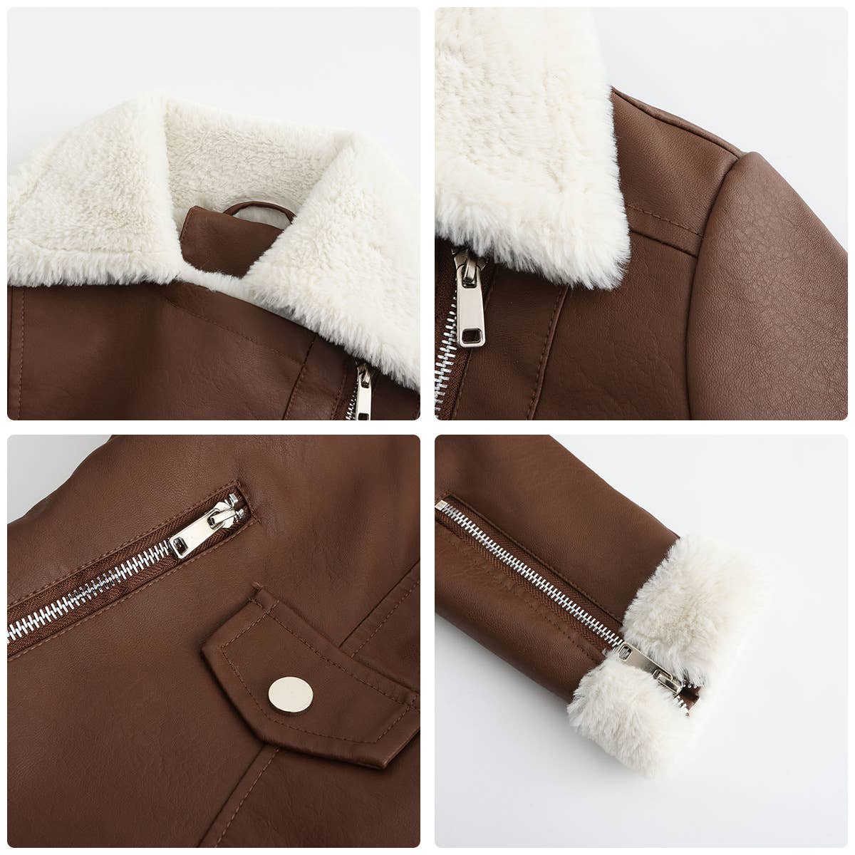 Warm Long Sleeve Lapel And Fleece Coat