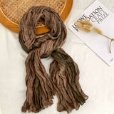 Cotton Linen Color Block Crinkle Scarf Shawl_Wj0414-03