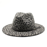 LEOPARD PRINT HAT JAZZ HAT WOOLEN HAT WIDE BRIM HAT_CWAH2571