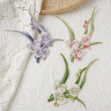 ORCHID EMBROIDERED IRON ON PATCH FOR FABRIC REPAIR_CWMM5918