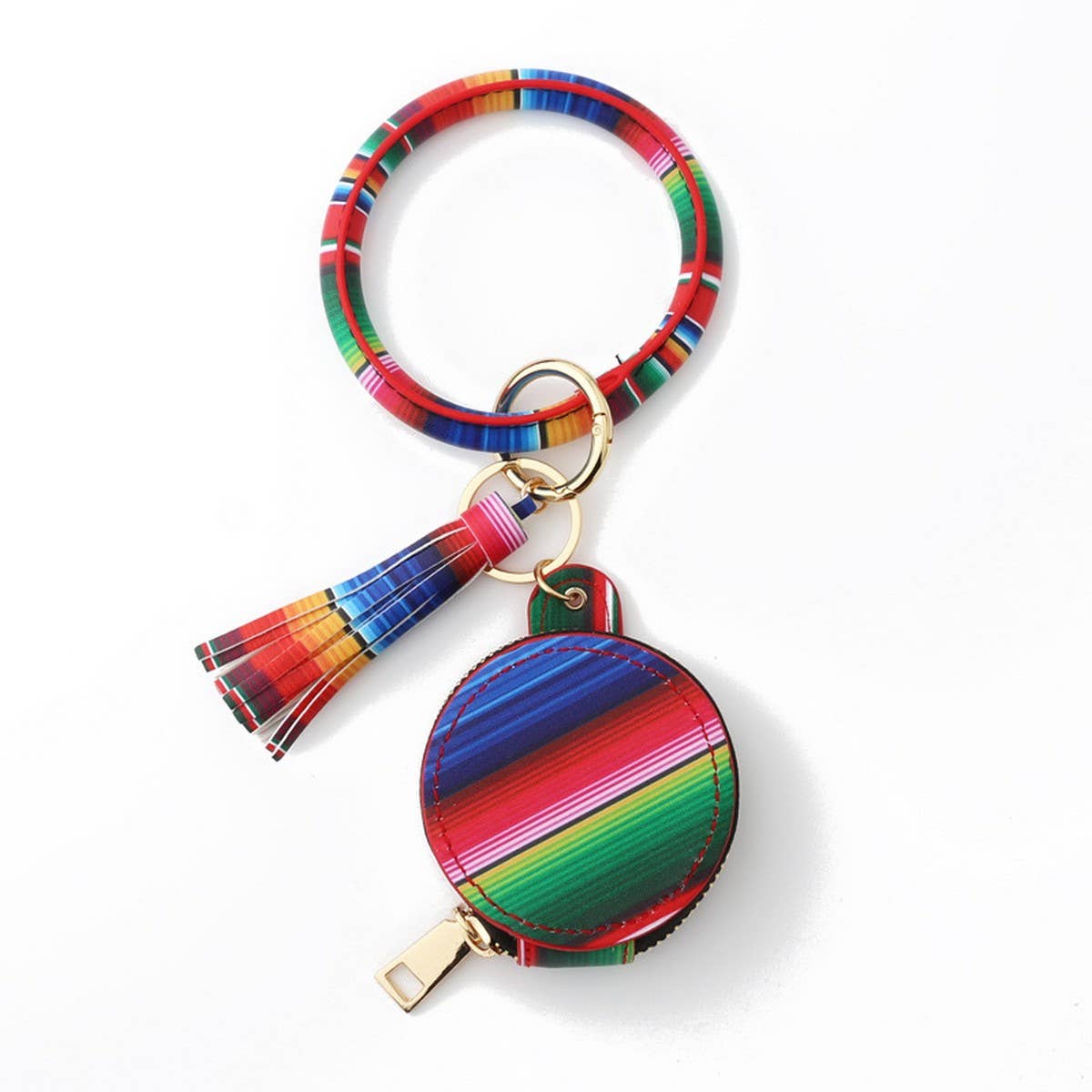 PU LEATHER ROUND WRISTLET WITH MIRROR POUCH_CWMM7021