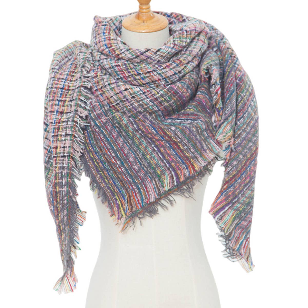 PLAID CIRCLE SCARF FALL WINTER WOVEN WRAP_CWASC0156